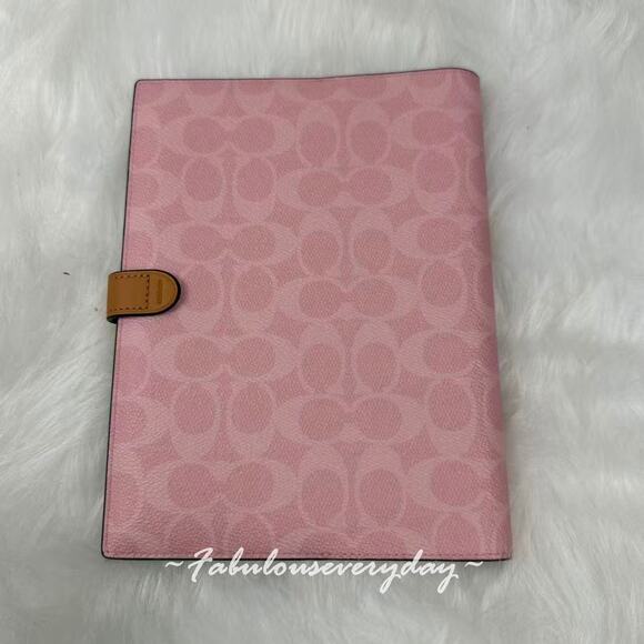 Coach Notebook In Signature Canvas/Gold/Powder Pink CEA49 NWT - Picture 2 of 6